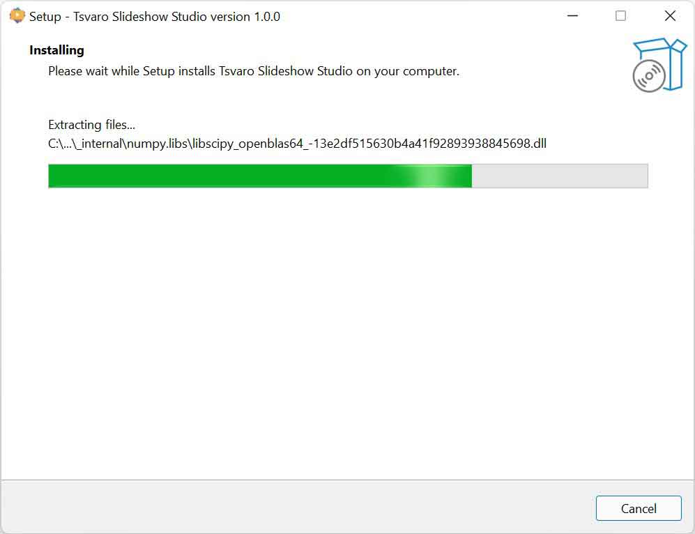 Tsvaro Slideshow Studio installation