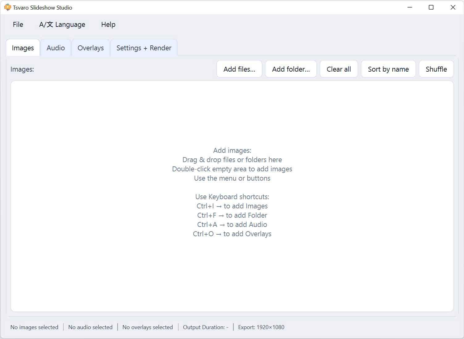 Tsvaro Slideshow Studio UI.